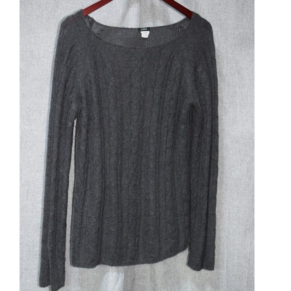 J.Crew Charcoal Gray Cable Knit Mohair Blend Sweater Size M